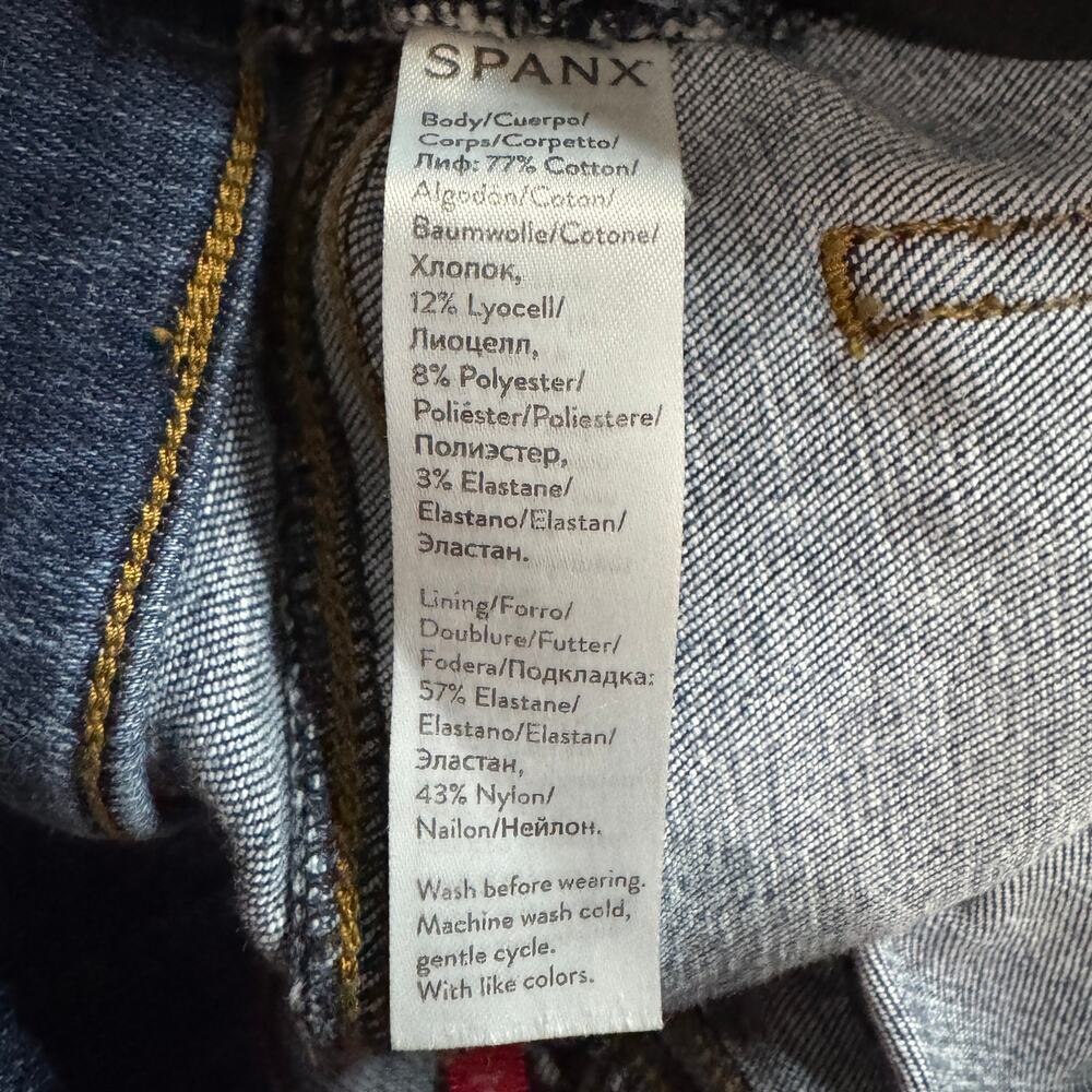 Women's Spanx Distressed Denim Ankle Skinny Raw Hem Stretch Pull On Legging sz M - Picture 7 of 9